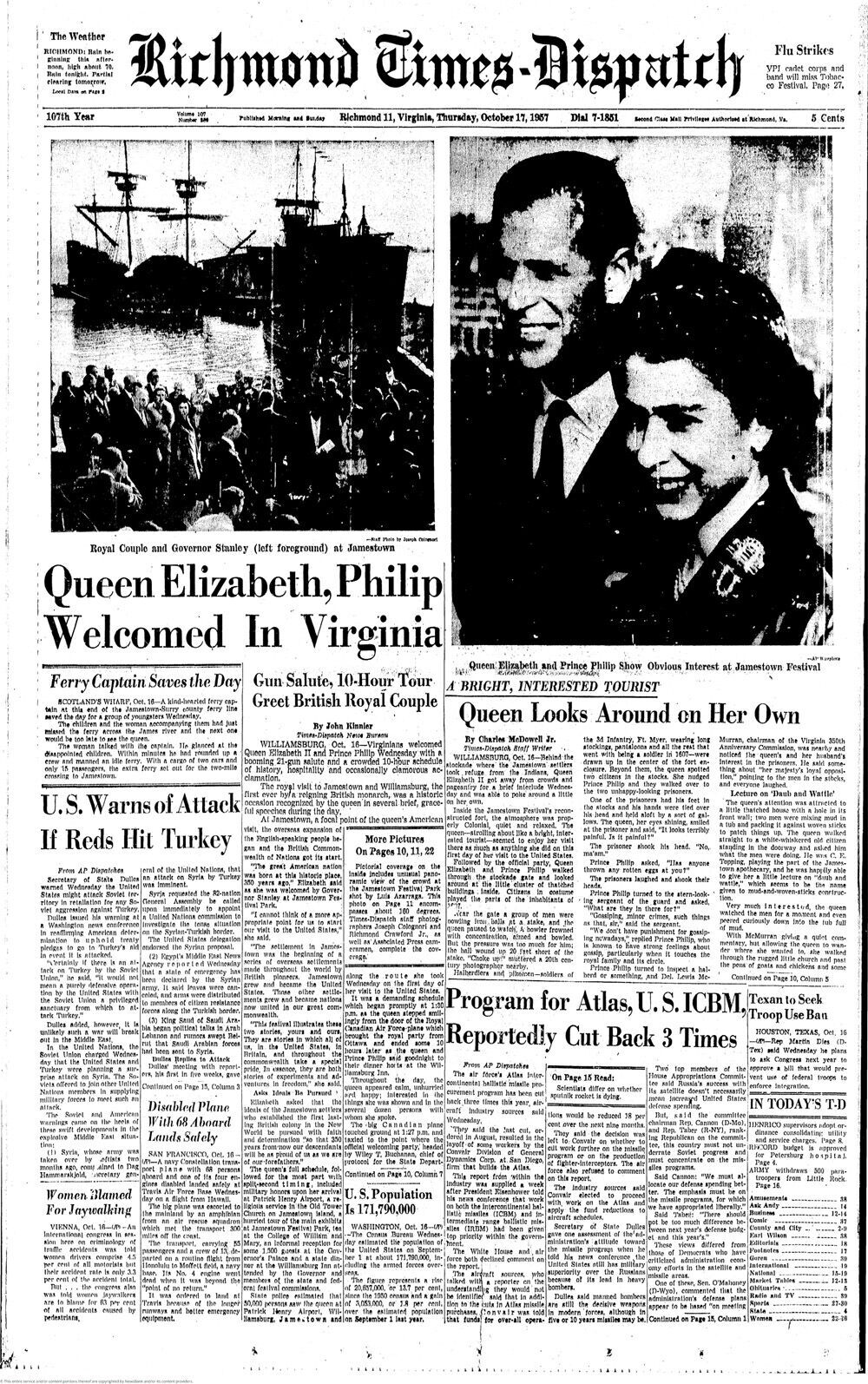 Richmond Times Dispatch (published as Richmond Times-Dispatch) - October 17, 1957 - page 1